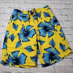 BKE Wet Tropical Hibiscus Yellow Swim Shorts size 31